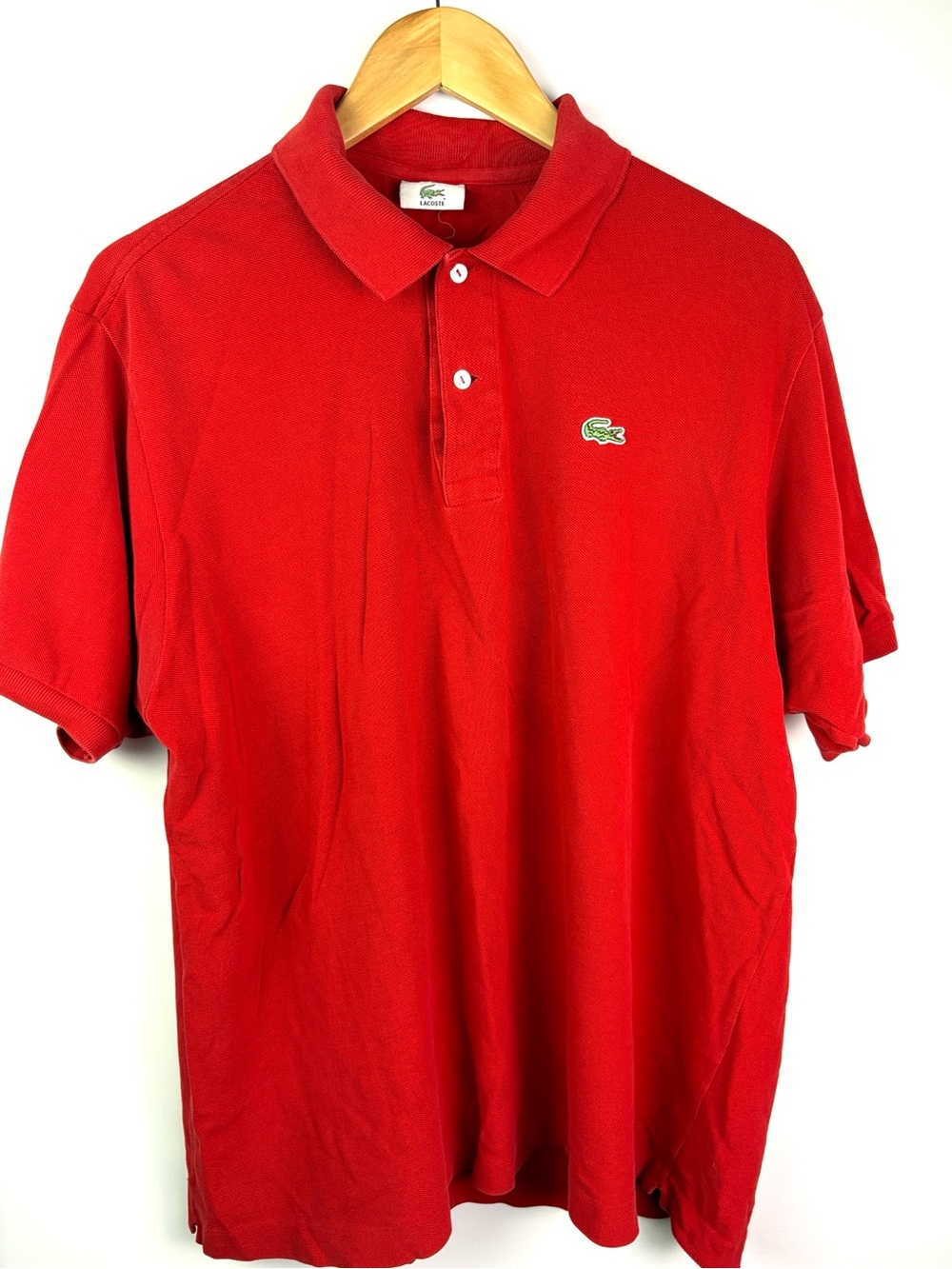 Lacoste Men’s Red Pique Polo with Green Croc Logo fits size XL